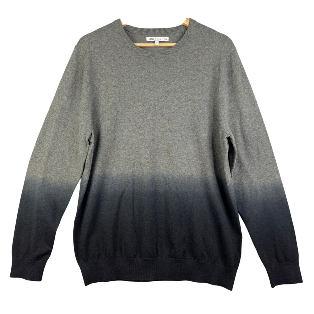 Vince Camuto Men's Crew neck Sweater Gray Blue Sz L Long sleeve Sweatshirt Ombre